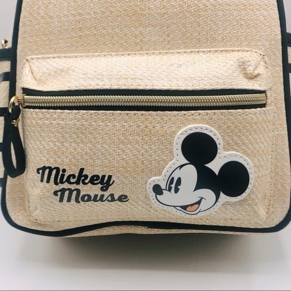 Disney Mickey Mouse Straw Raffia Style Mini Backpack 10”in x 7”in Disney Travel - Picture 5 of 14